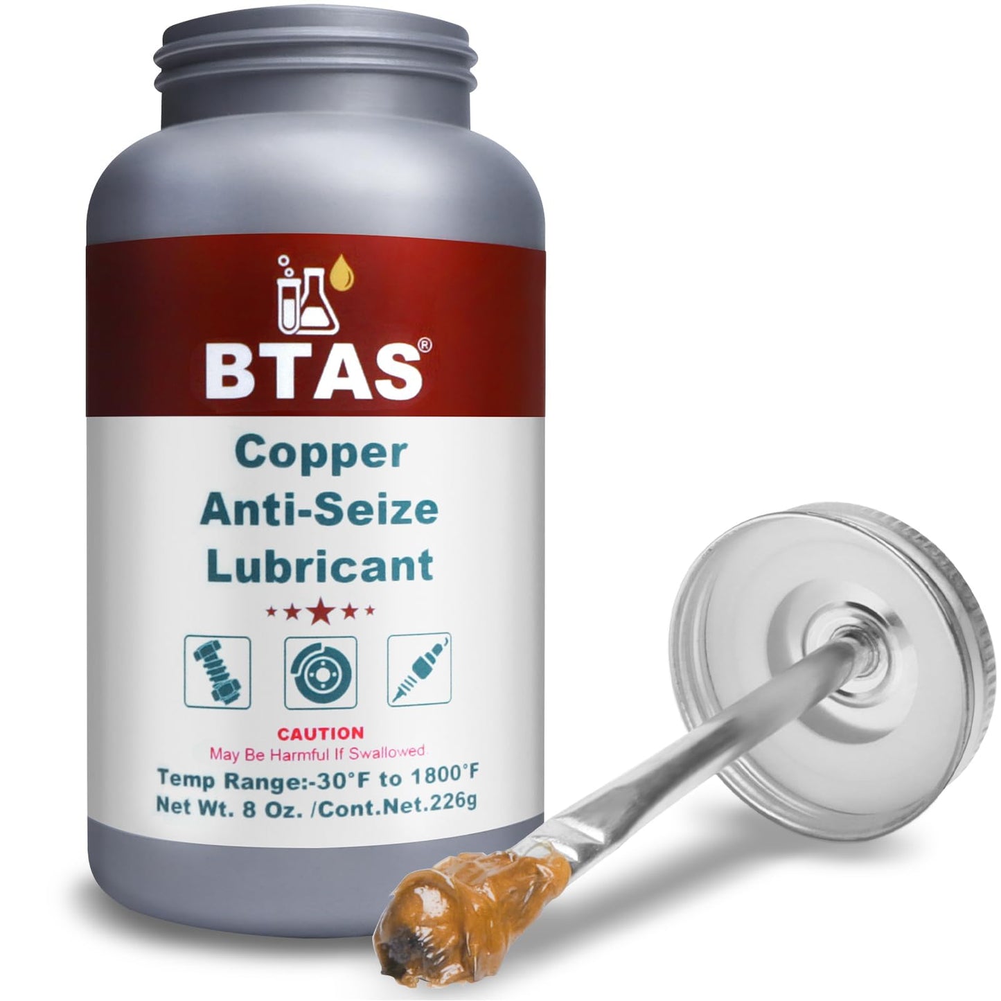 BTAS Copper Anti Seize Grease Lubricant High Temp Never Antiseize Compound for Spark Plug Bolts 8 oz