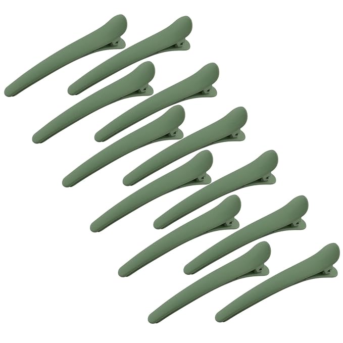 YISSION 12 PCS Hair Clips for Styling Sectioning, 3.1 Inch Matte Alligator Hair Clips, Hair Barrettes, No Crease Duck Billed Hair Clip, Hair Accessories for Women Girls, Green