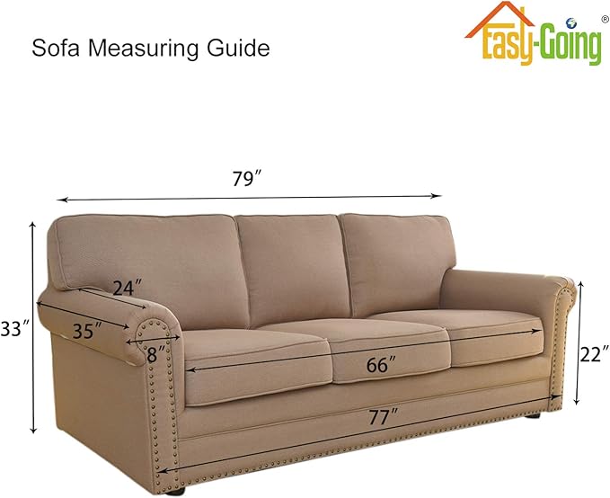 Easy-Going Stretch Sofa Slipcover 1-Piece Sofa Cover Furniture Protector Couch Soft with Elastic Bottom for Kids, Polyester Spandex Jacquard Fabric Small Checks (Sofa, Olive Green)