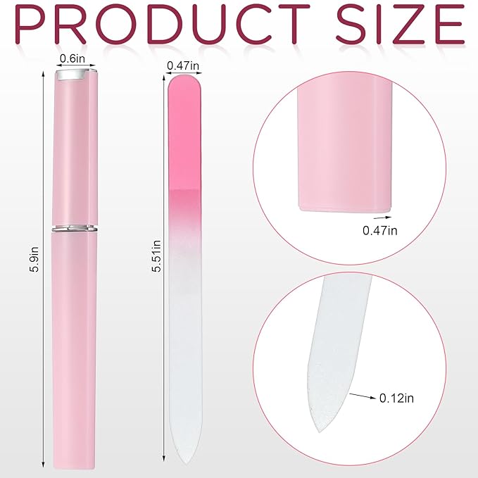 Lasnten 24 Pcs Crystal Glass Nail Files with Case Bulk Manicure for Women Mom Professional Glass Nail File Double Sided, Mothers Day 12 Colors