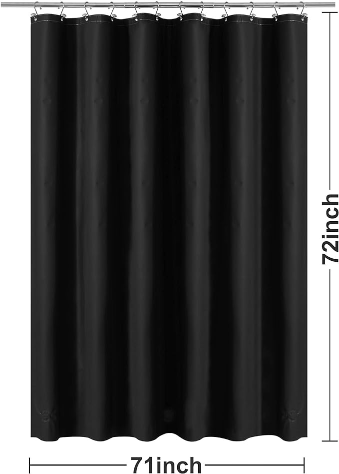 Barossa Design Black Shower Curtain Liner - Premium PEVA Plastic Black Shower Liner for Bathroom, Lightweight Standard Size Bath Curtain with 3 Magnets, Metal Grommets