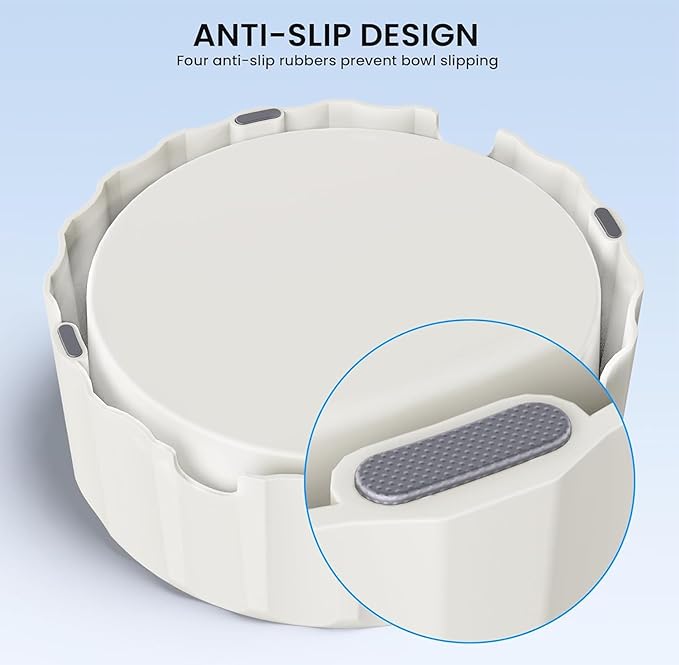 Dog Small Animals Water Bowl No Spill 70oz/2L Large Capacity Dispenser Non Slip No Splash Small Animals Bowl Pet Slow Feeder No Drip Dog Water Bowl on Vehicle for Dogs and Cats - Beige