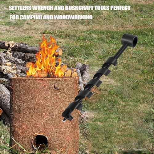 4 Pcs Hand Auger Wood Drill,Bushcraft Hand Auger Wrench Scotch Eye Wood Auger Survival Settlers Wrench Tool Bushcraft Gear for Camping,Outdoor,Hiking,Woodworking