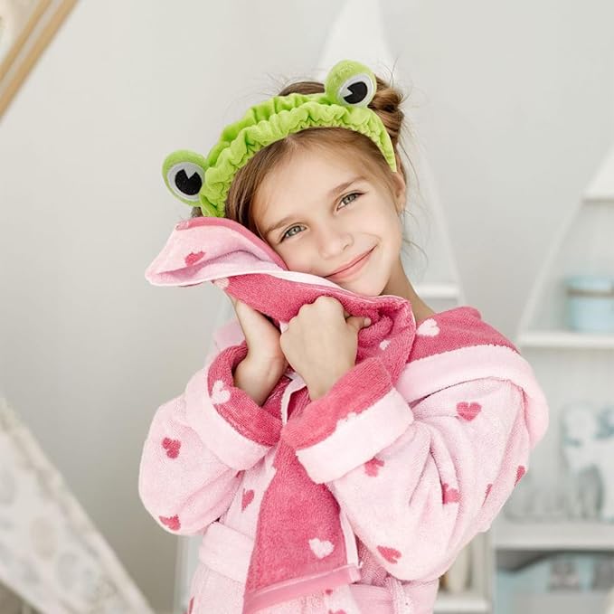 Chanaco Spa Frog and Snail Hair Accessories for Women and Girls - Headband and Wristband Set for Makeup, Skincare, and Face Washing