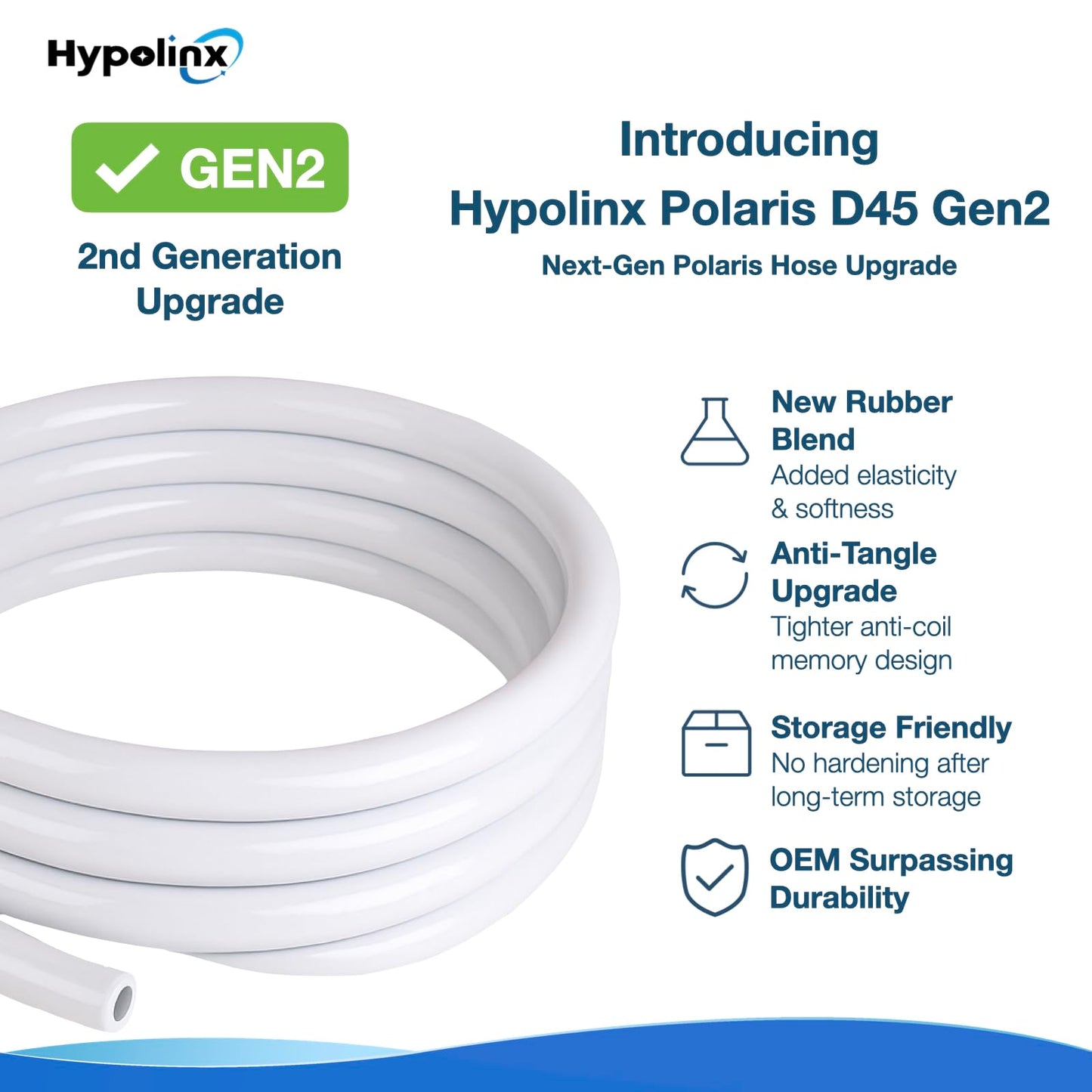 Hypolinx Polaris Compatible Pool Cleaner Hose Replacement – Gen2 10 Ft Feeder Hose for Polaris 280 380 180 & D45 – Tangle-Free Design (Not for 360)
