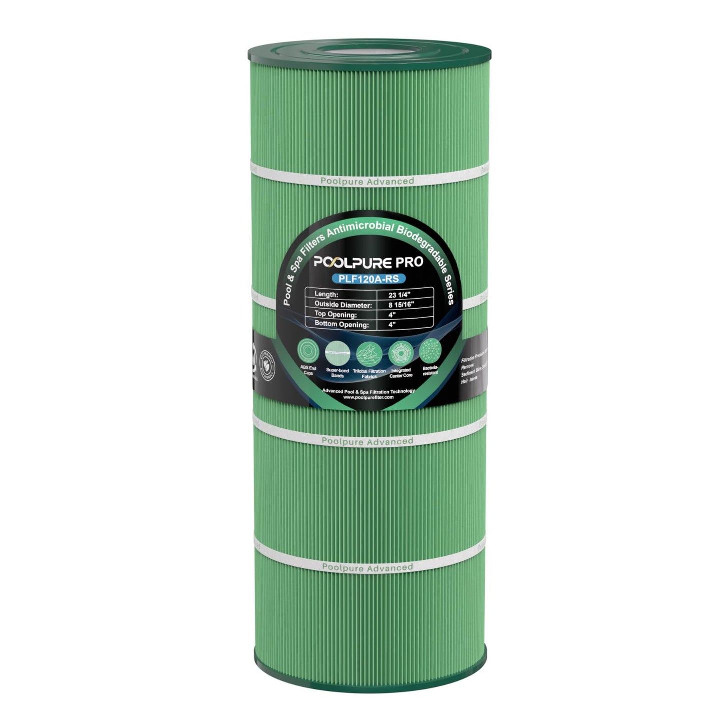 POOLPURE PA120 Antimicrobial Pool Filter, Compatible with Hayward C1200, CX1200RE, Pleatco PA120, Ultra-B2, Unicel C-8412, Filbur FC-1293, Clearwater II 125, Waterway Pro Clean PCCF-125