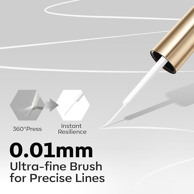 modelones White French Tip Liner Gel Polish, 15 ML Classic Color Nail Art Paint Swirl with Upgraded Fine Line Brush Soak Off U V DIY Home Salon Professional Manicure Design Gift for Women