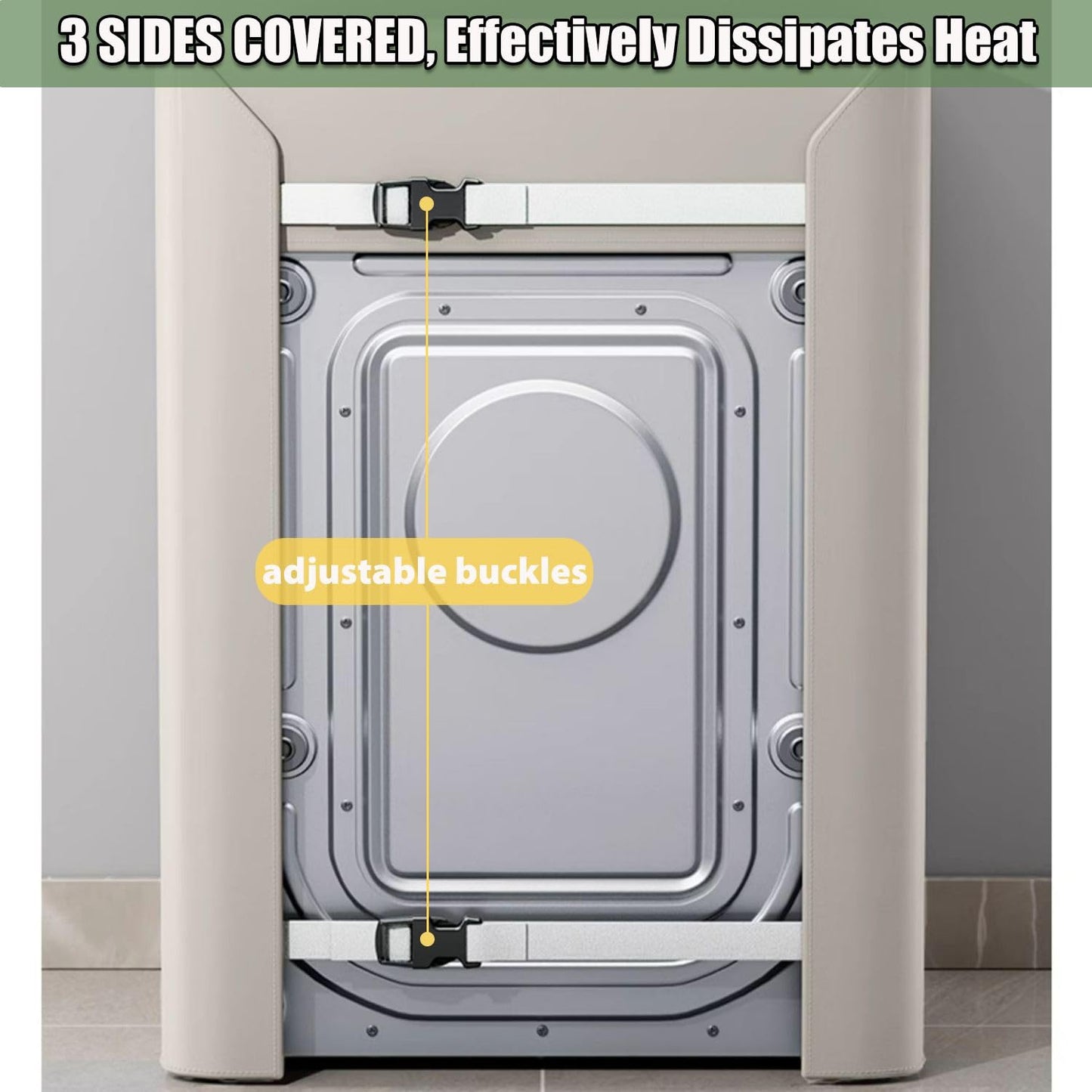 Top Load Washing Machine Cover Waterproof Washer Dryer Cover with Zipper Dustproof Outdoor Full-Automatic Washer Protector Case Laundry Cover 22x22.8x36.2inch (Silver)