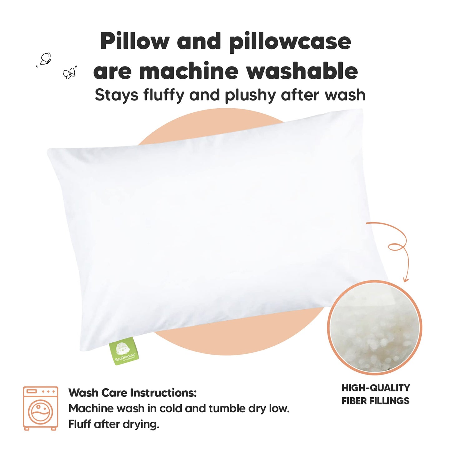 Toddler Pillow with Pillowcase - 13x18 My Little Dreamy Kids Travel Bed Pillows for Sleeping, Organic Cotton Small Pillowcase, Soft & Breathable, Machine Washable, Toddlers 2-5 years old(Construction)