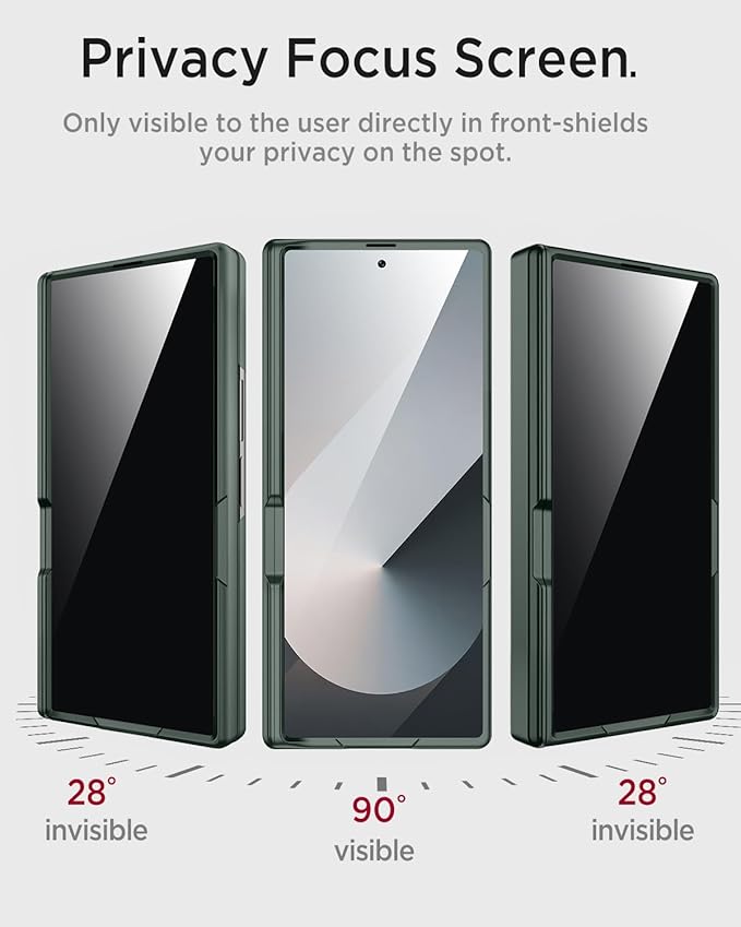 Miimall for Z Fold 7 Case with Privacy Screen Protector, [Military Grade Drop Protection] Built-in Adjustable Kickstand & Magnetic Hinge Protection Shockproof Phone Case for Galaxy Z Fold 7 5G Green