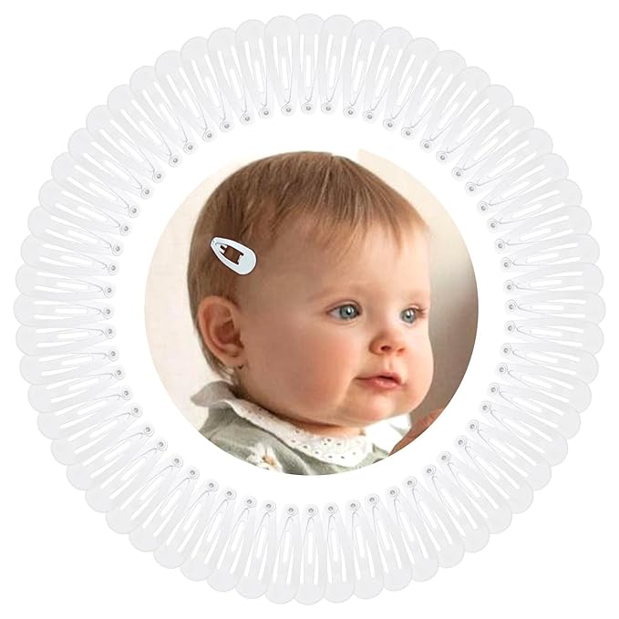 1Inch White Snap Hair Clips, 60Pcs Small Hair Clips for Little Girls, Baby Infant 3cm Candy Color Barrettes for Toddlers Hair Accessories