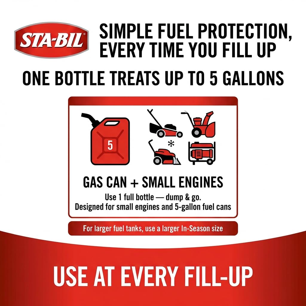 STA-BIL In-Season Protection Fuel System Treatment | Full Protection Fuel System Cleaner, Injector Cleaner, Increases MPG, Prevents Corrosion, 4oz (8 Pack)