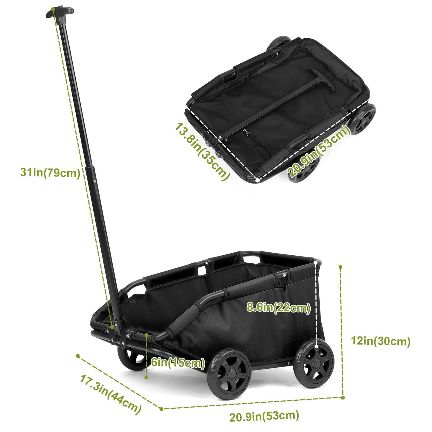 Foldable Pet Wagon with Handle, Pink and Black, Rolling Dog Stroller Cart (Black)