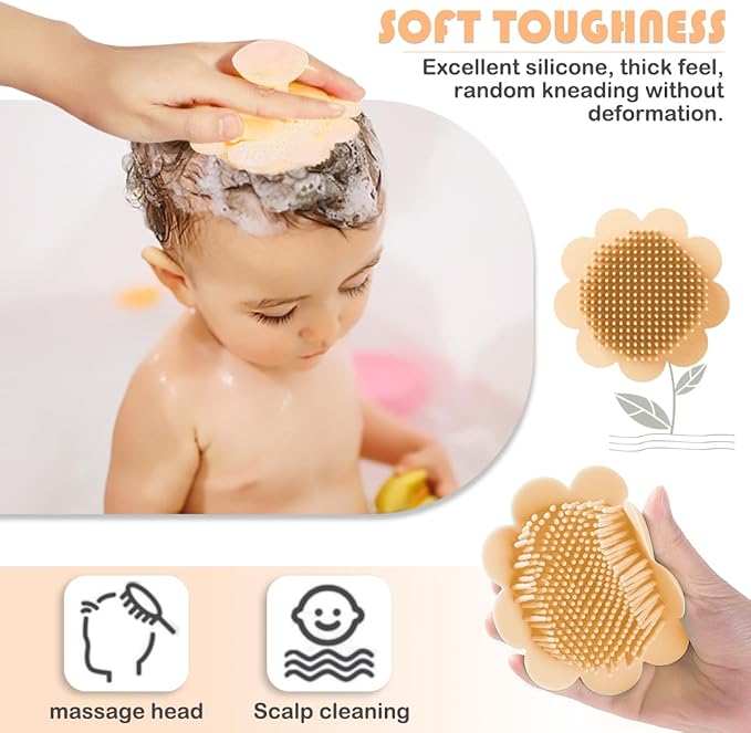 Baby Bath Silicone Brush Shower Scalp Brush Exfoliate and Massage Shampoo Scalp Scrubbie for All Hair Kid Newborn ToddlerÃ¯Â¼ÂYellowÃ¯Â¼Â