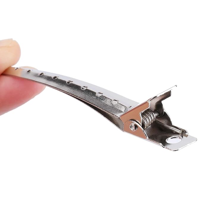 Hedume 200 Pack Duck Bill Hair Clips with Holes, 3.5" Rustproof Metal Alligator Curl Clips for Salon and Women Girls Bows DIY Accessories
