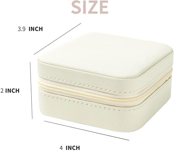 KElofoN Travel jewelry case Travel jewelry box Travel Jewelry Organizer Small Jewelry Organizer Box Gift for Girls Women with Mirror(White)