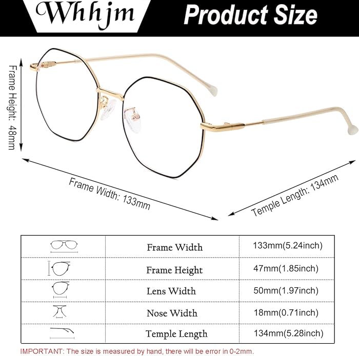 Polygon Blue Light Blocking Glasses for Women Men Retro Octagon Square Non-prescription Metal Frame Eyeglasses