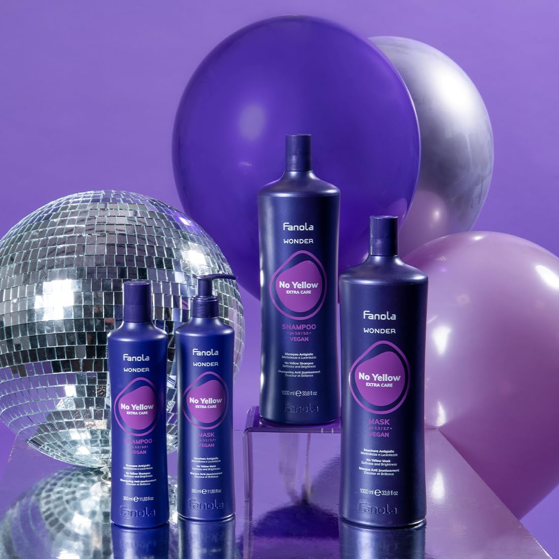 Fanola Wonder No Yellow Purple Shampoo - Purple Color Depositing Shampoo for Blondes, Bleached & Grey Hair - Formulated with Violet Pigment to Remove Brassy Tones from Hair (11.83 Fl Oz)