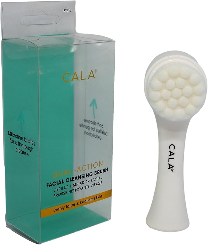 CALA Dual-Action Facial Cleansing Brush (Mint), Superfine Soft Bristles Deep Clean Pores, Removes Oil, Dirt, Makeup + Sunscreen, Water-Resistant for Shower Use, All Skin Types