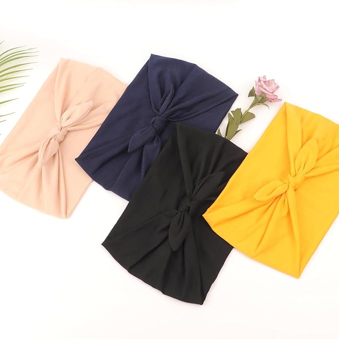 DRESHOW 8 Pack Bow Headbands of Solid Color for WomenÃ¢ÂÂs Hair Non Slip Wide Vintage Head Wraps Knotted Cute Hair Band Accessories