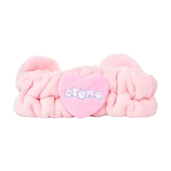 The Crème Shop Boba Bears 3D Teddy Headband - Spa Headband for Skincare, Face Masks, Washing Face, Makeup and Bathing - Soft, Gentle Material for All Skin Types (Straw-Berry Fluff)
