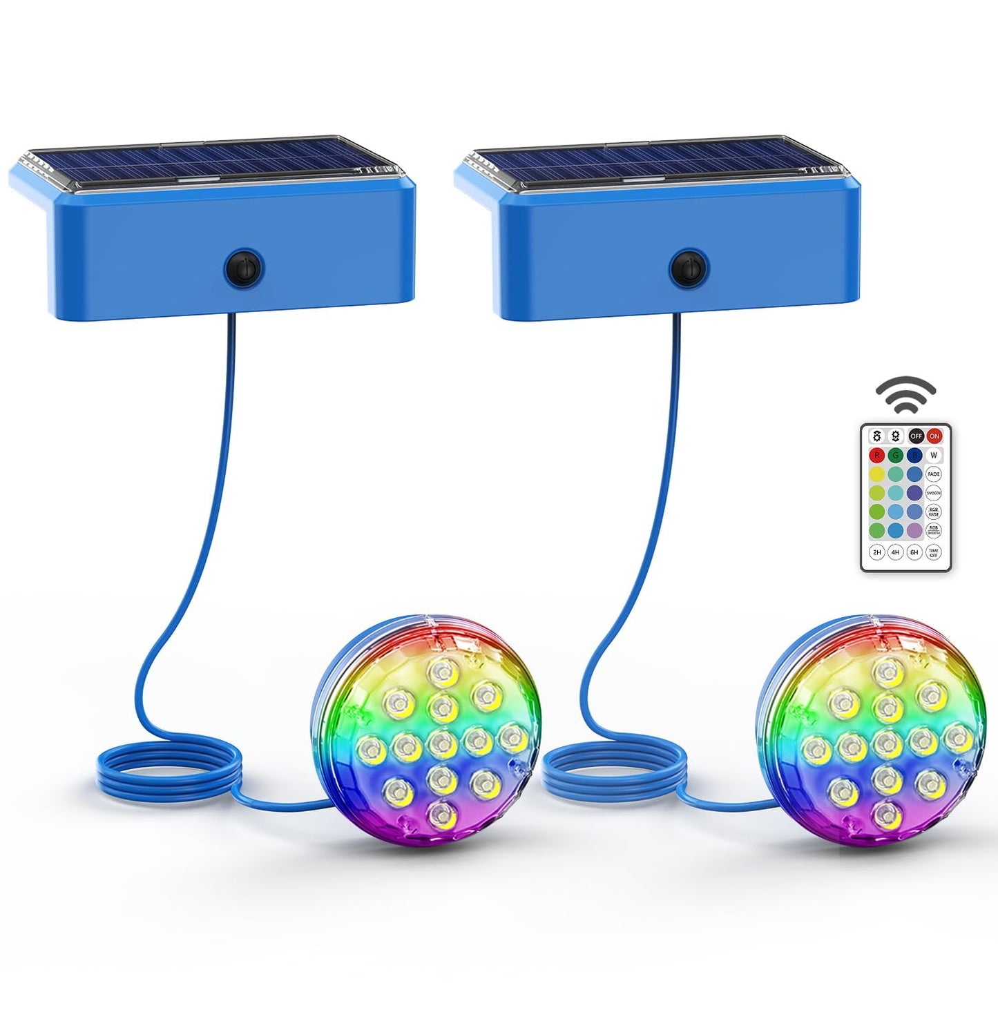 Skairipa Solar Pool Lights, Solar Powered Submersible LED Lights with Remote IP68 Waterproof Swimming Pool Lights 16 Colors Underwater Pool Lights for Above Ground Inground Pool, Pond (Blue, 2 Pack)