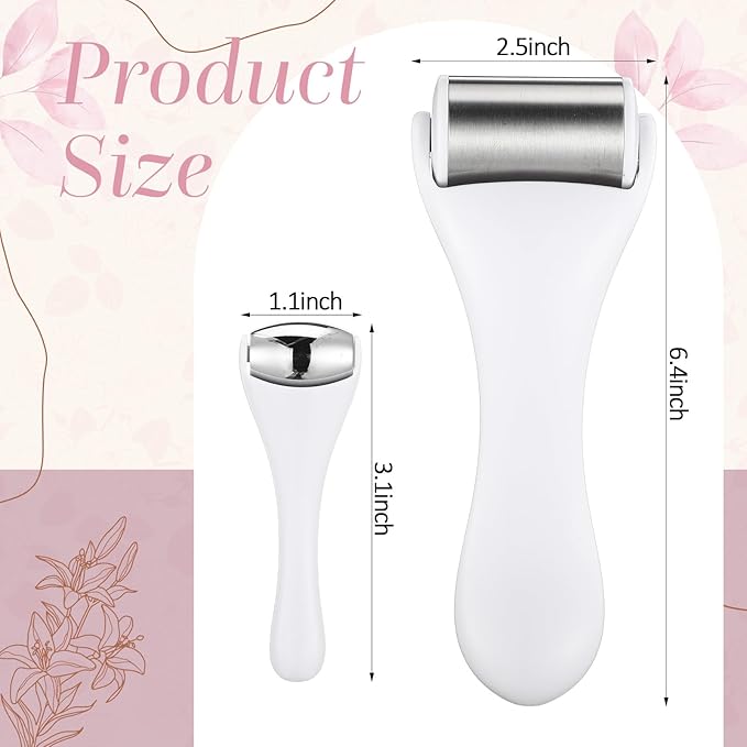 Tondiamo 2 Pcs Muscle Roller Gifts Stick Fascia Body Cellulite Face Muscle Massage Roller Manual Massage Tools for Relief Neck Arm Back Leg Body Deep Release(White,Metal)