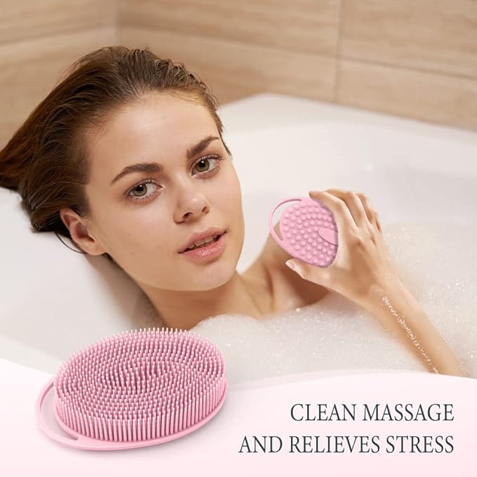 3 Pack Silicone Body Scrubber, Soft Silicone Loofah, Exfoliating Body Scrubber Fit for Sensitive and All Kinds of Skin, Rapid Foaming, Clean and Sanitary