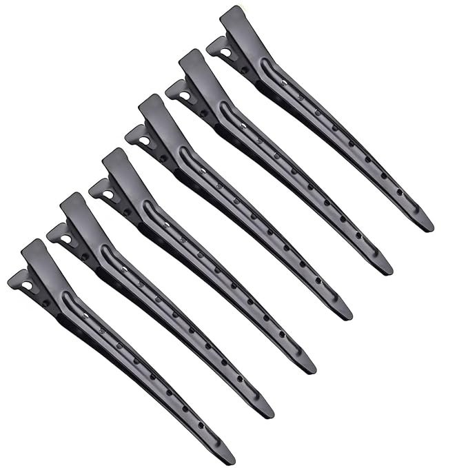 24Pcs Duck Billed Hair Clips for Styling Sectioning, Metal Hair Clips for Women Long Hair, Metal Alligator Curl Clips for Hair Roller Salon (Black)
