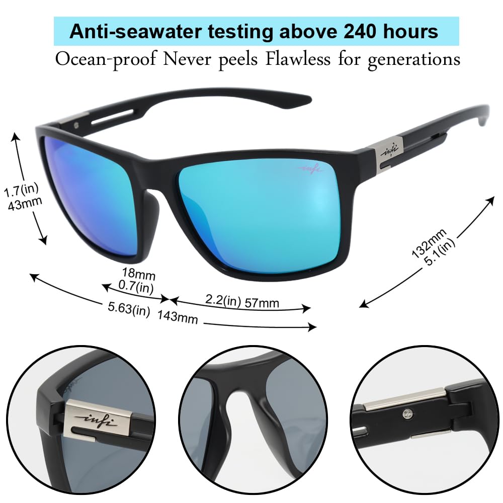 INFI Fishing Polarized Sunglasses for Men Driving Running Golf Sports Glasses Scratch Resistant Ice Blue Mirrored UV Protection