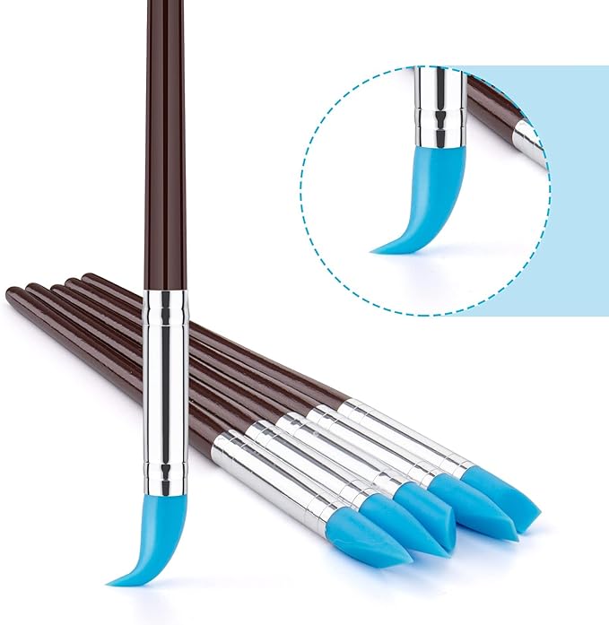 10Pcs Silicone Clay Sculpting Tool, Modeling Dotting Tool & Pottery Craft use for DIY Handicraft, Silicone Brush, Sculpture Pottery, Nail Art