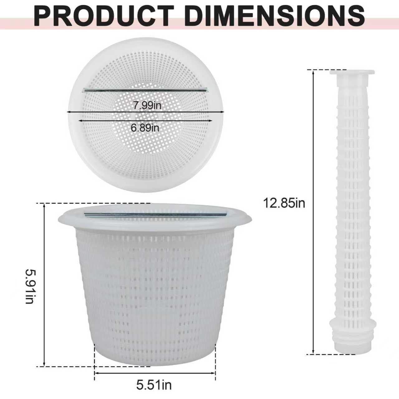 JODDMTTY SP-HP Pool Skimmer Baskets for Inground Pools,Skimmer Basket for Hayward Skimmer SP1070, Pacfab, Jacuzzi Deckmate, SwimQuip, and American Products Skimmers,with Tower and Handle