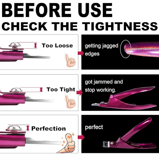 Elegant Violet Red Premium Adjustable Stainless Steel Artificial Acrylic Fake False Nail Tip Clipper Cutter Trimmer Manicure Pedicure Sharp Blade Clip Tool For Salon Home Nail Art Beauty Design DIY