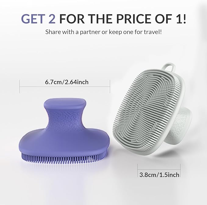 2 Pack Face Scrubber,Silicone Facial Cleansing Brush for Men & Women,Reusable Gentle Facial Waterproof Cleansing Skin Brush Exfoliating Scrubber for Sensitive Skin (Gray+Purple)