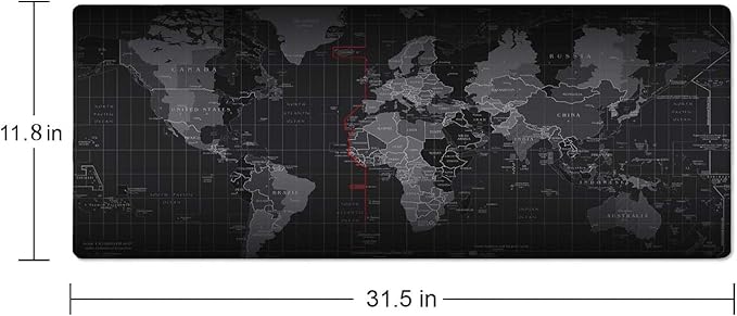 Large Mouse Pad Gaming Mousepad XL World Maps Desk Mat Mouse Pad Long 31.5x11.8 in Extended Big Cute Mouse Pad Waterproof Desk Pad with Non-Slip Base and Stitched Edges for Computer Keyboard
