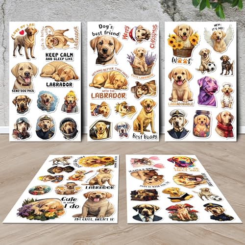 Labrador Stickers 50 Pieces Vinyl Waterproof Decal for Laptop Water Bottle Phone Car Window Bike Motorcycle Stakeboard Scrapbook Labradors Sticker Gifts for Kid Teen Adult