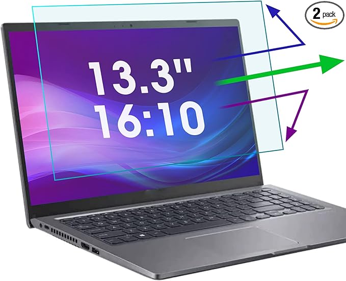 2 Pack 13.3 Inch Anti Blue Light Screen Protector for Lenovo/Dell/HP/ASUS/Acer(1920x1200), Reduce Eye Strain Anti Glare Blue Light Blocking Screen Protector for 13.3’’ with 16:10 Resolution Laptop
