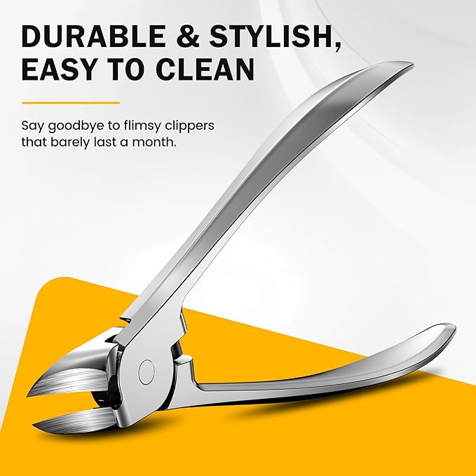 BEZOX Toenail Clippers for Thick Toenails - Comfortable Rebound Thick Spring Toe Nails Clipper for Thick Nails for Seniors, Precision Fingernail Clippers for Men and Women - Silver