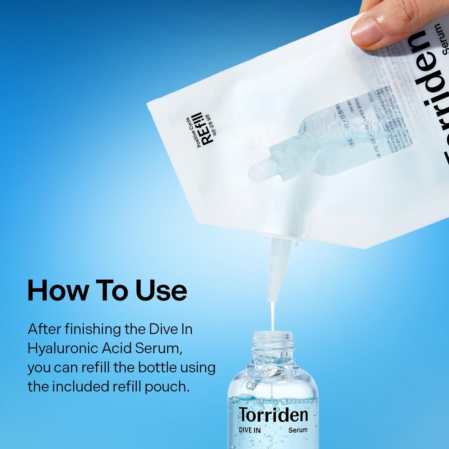 Torriden DIVE IN Serum 1.69 fl oz + refill pouch 1.69 fl oz | Deep Hydration to Get Glow Skin | Hyaluronic Acid, Panthenol, Allantoin | Korean Facial Serum