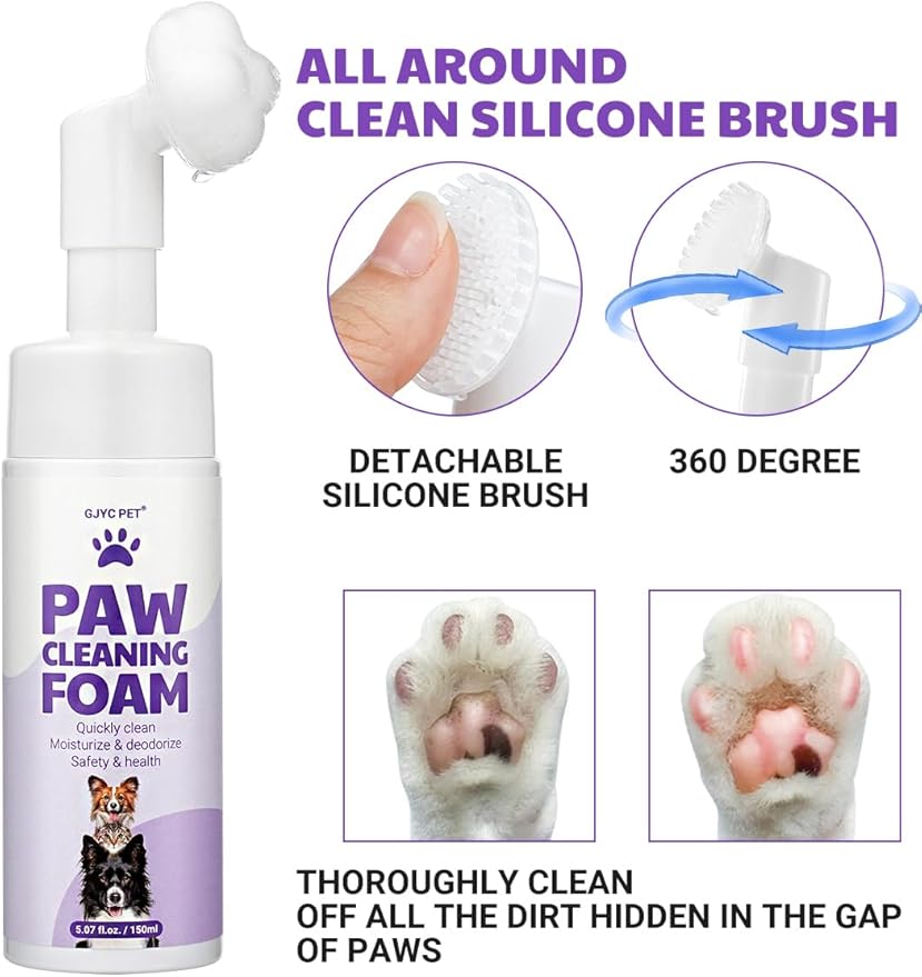 Magic Brush Paw Cleaner for Dogs & Cats, No-Rinse Foaming Pet Foot Washer with Built-in Scrubber Brush for Dirty, Muddy Paws – Suitable for Small, Medium & Large Dogs, Puppies, Kittens (5 fl oz)