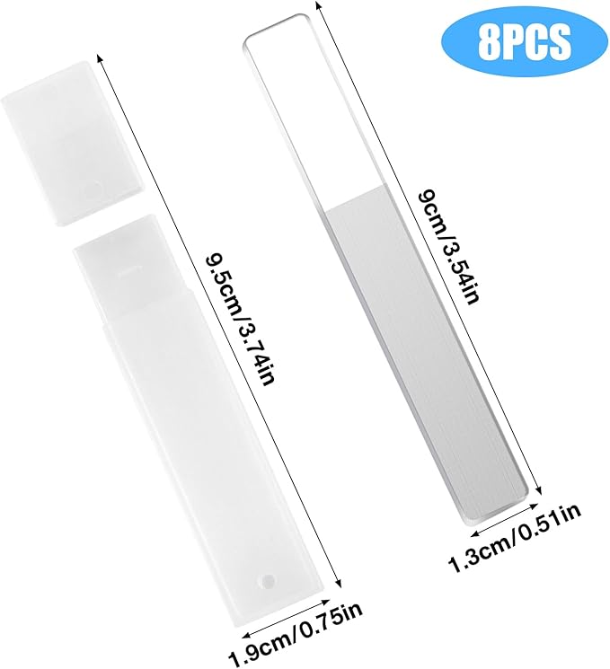 8 Pcs Nano Nail File, Glass Nail File for Natural Nails, Glass Nail Buffers Shiner Polisher, Glass Nail Files for Women with Case
