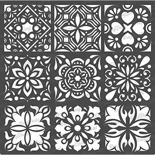CrafTreat Reusable Mini Tiles - 6x6 Inches - DIY Art & Craft Stencils for Wood, Canvas, Paper, Fabric, Floor, Wall
