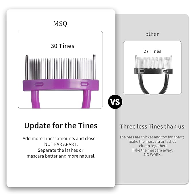Eyelash Comb Eyebrow Brush MSQ Eyelash Separator Mascara Applicator Eyelash Definer With Comb Cover Arc Designed Cosmetic Brushes Tool (Purple)