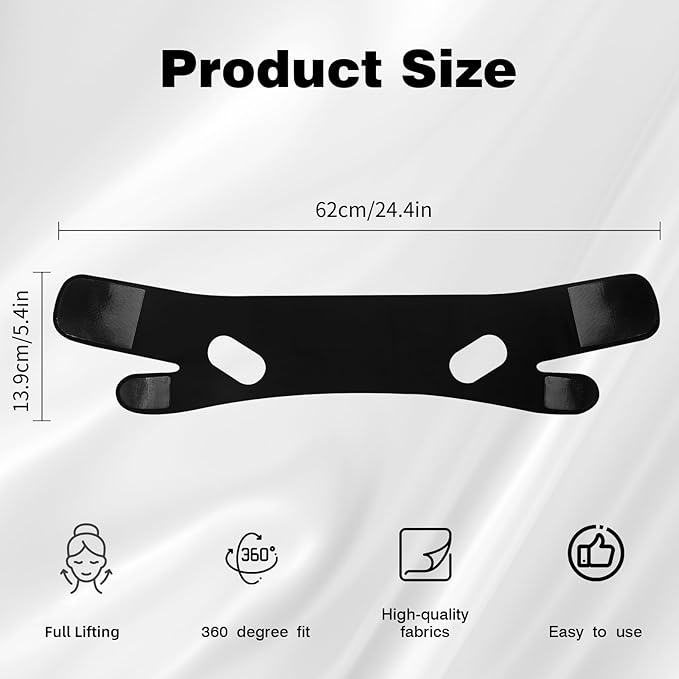 Juskaa Chin Strap for Sleeping,Adjustable Chin Strap,Jaw Strap,Jawline Shaper,V Line Lifting Mask,Black,M