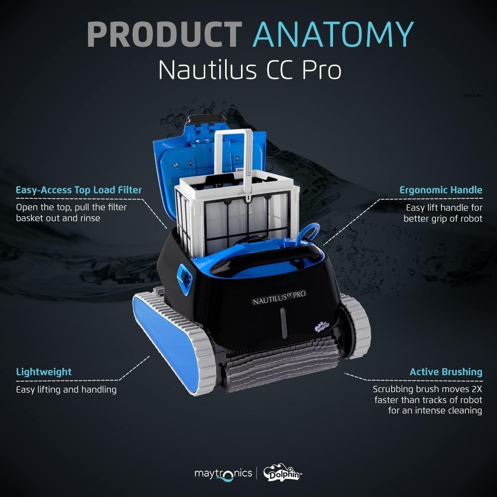 Dolphin Nautilus CC Pro Wi-Fi Automatic Robotic Pool Vacuum Cleaner, Wall Climbing, Waterline Scrubber Brush, Ideal for In-Ground Pools up to 50 FT in Length