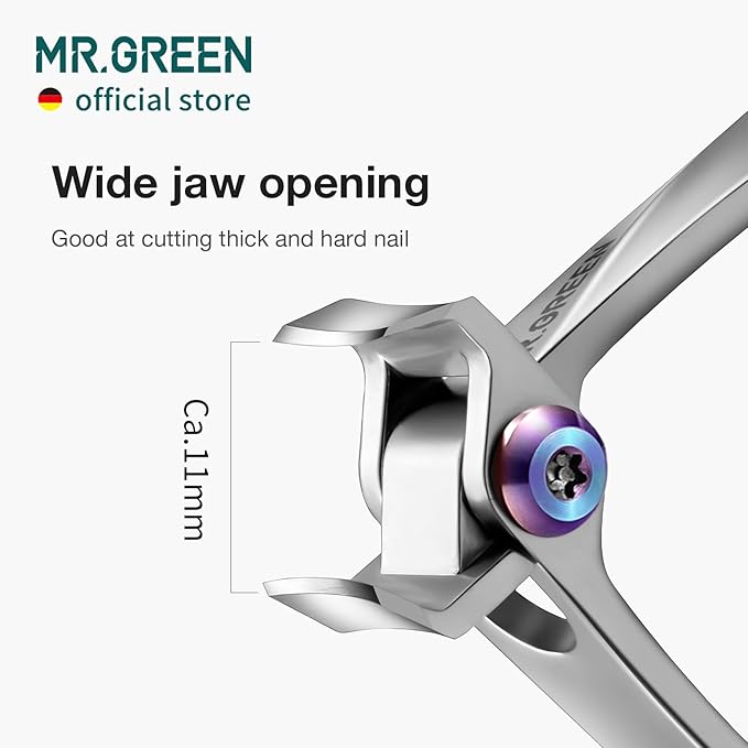 MR.GREEN Nail Clippers Wide Jaw Opening Stainless Steel Fingernail Clipper Thick Hard Toenail Cutter Manicure Scissors Tools (Nail Clipper (Medium)+Nail File)