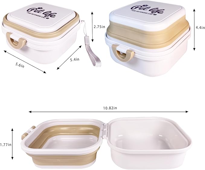 Collapsible Dog Water Bowl, Portable Dog Bowl for Traveling, 2-in-1 Pet Food and Water Feeder - Travel Dog Bowls with Lid for Walking, Traveling, Camping and Hiking