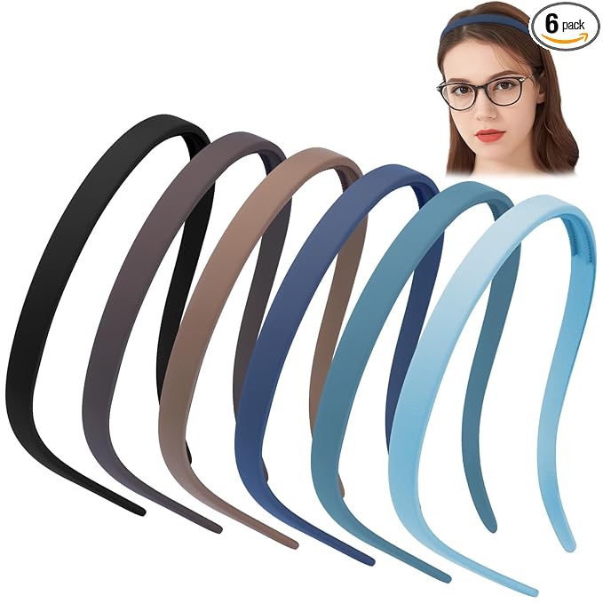 TOBATOBA Headbands for Glasses Wearers No Pressure No Headache Hairbands Square Sunglasses Headband for Women Comfortable Head bands for Girls Non Slip with Teeth 6Pcs