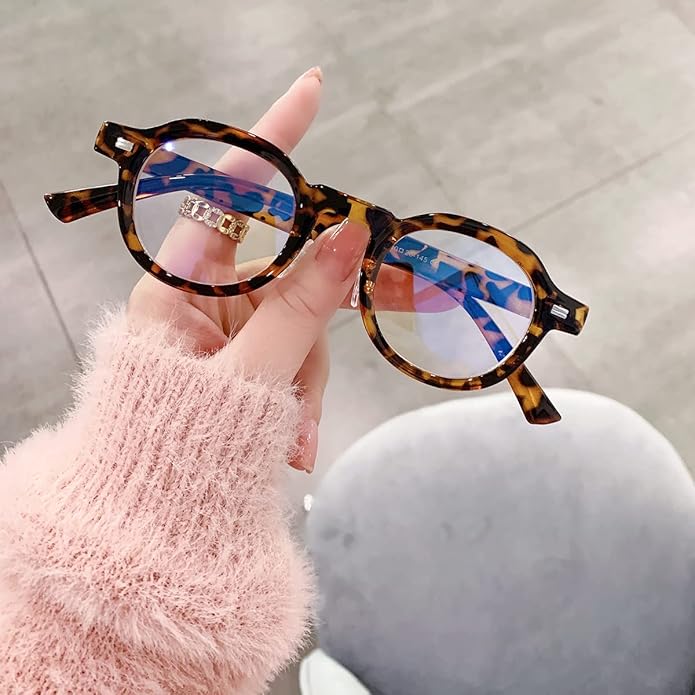 JOVAKIT Trendy Round Blue Light Blocking Glasses for Women Men Retro Vintage Circle Style Non-prescription Computer Glasses