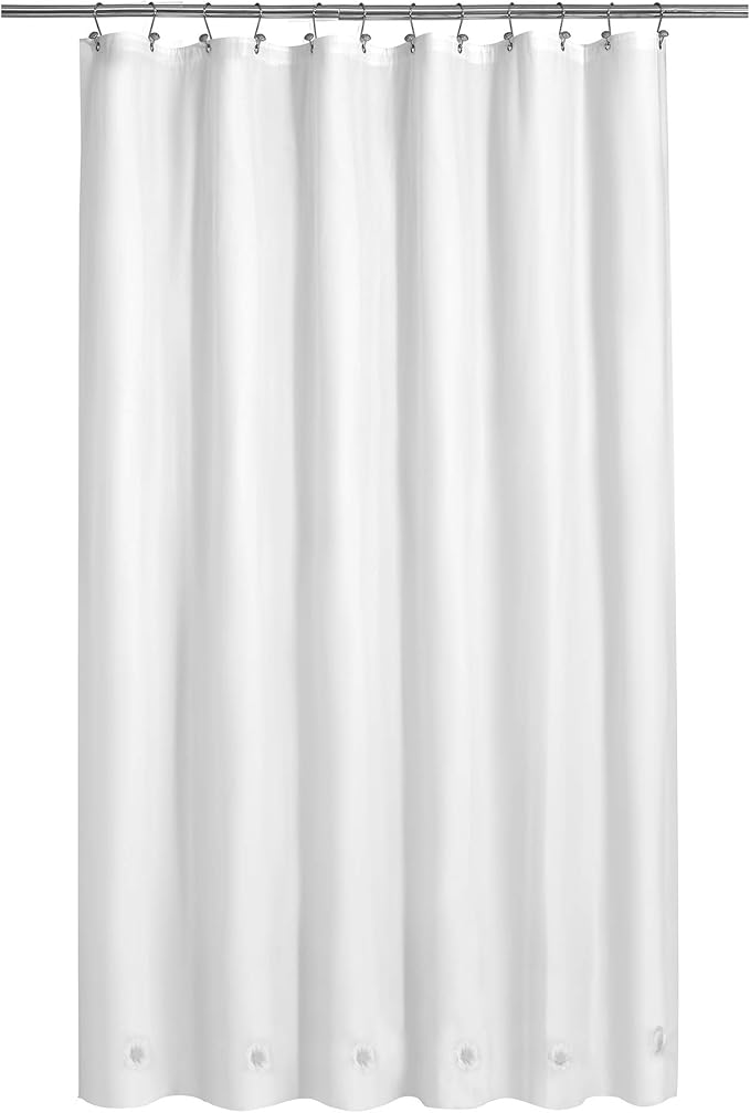 Barossa Design Extra Long Shower Curtain Liner with 6 Magnets - 72" x 84" XL White Waterproof PEVA Shower Liner for Bathroom, PVC Free, Metal Grommets - White, 72x84